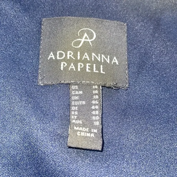 ADRIANNA PAPELL NWT SIZE 14 Dark navy SATIN CREPE LONG GOWN - Picture 10 of 10